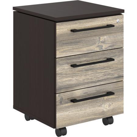 Тумба подкатная Morris MMC-3D с центральным замком (дуб базель/венге магия, 465х450х652 мм, 3 ящика)